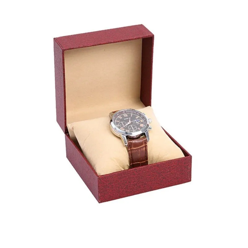 Flip Top Watch Box – Flannel Lined PU Leather Gift Storage