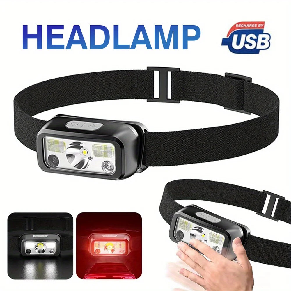 LED Sensor Headlamp USB Rechargeable 300LM – Camping & Fishing