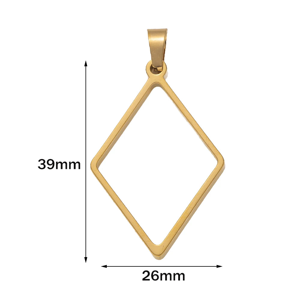 5pcs Stainless Steel Open Back Resin Molds Pendants Blanks Frame Hollow Bezel Charms for Earrings Necklace Bracelet DIY Making Oasis Select GD Diamond 26X39mm