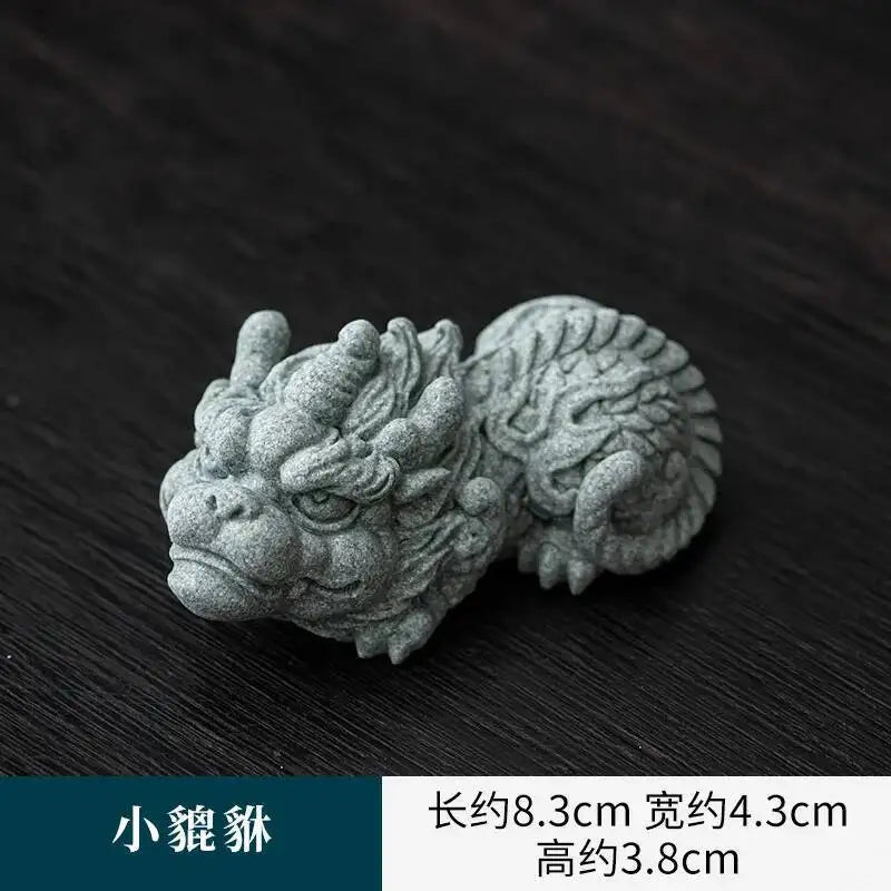 National Trend Green Sandstone Small Ornament Home Desktop Decoration Tea Table Tea Tray Decoration Paperweight Cover Pen Holder Oasis Select a Small Black Mite