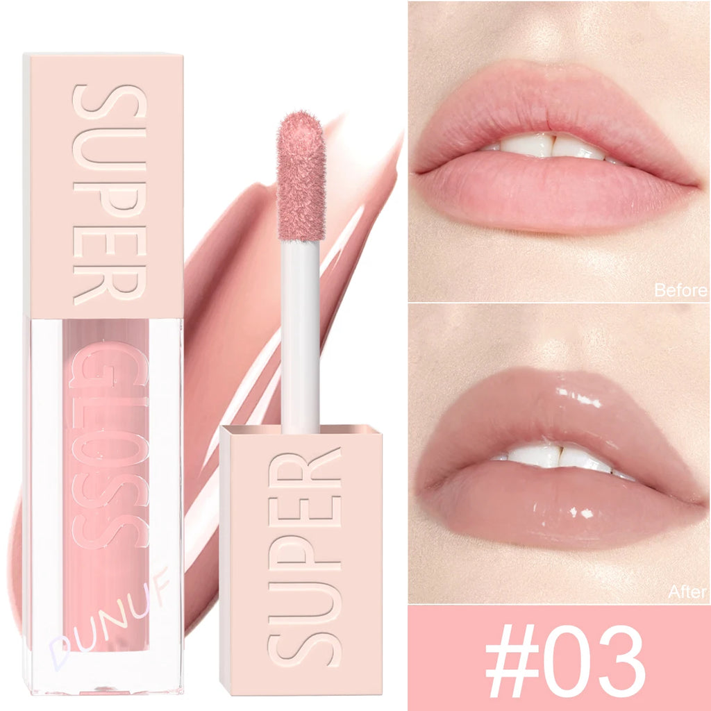 DUNUF 1PCS High-shine Lip Gloss Shimmer Pearlescent Lipstick Easy to Color Waterproof Sweat-proof Non-stick to Cup Non-fading Oasis Select 03