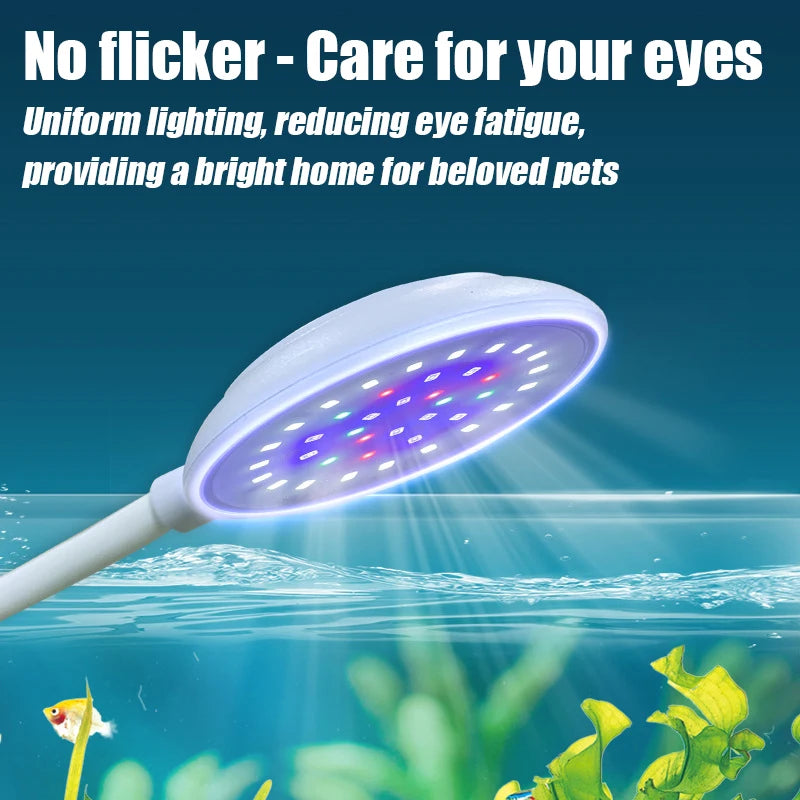 USB Fish Tank Small Clip Light Water Grass Light LED 3/5/7W Color Changing Adjustable Light Splash Proof Restore Natural Colors Oasis Select