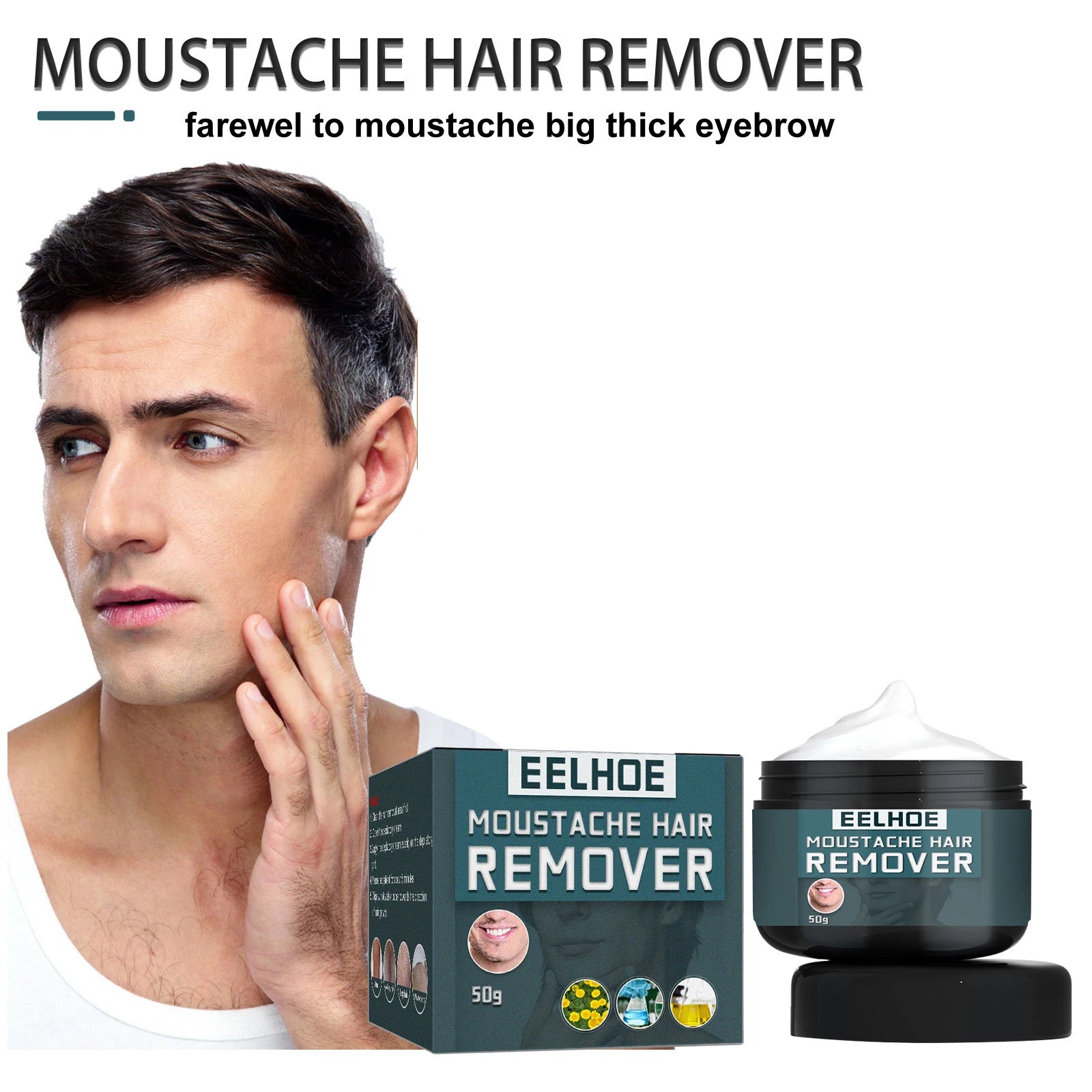 Men's Hair Removal Cream – Face, Beard, Body | eelhoe 50g Hair Removal Cream Oasis Select