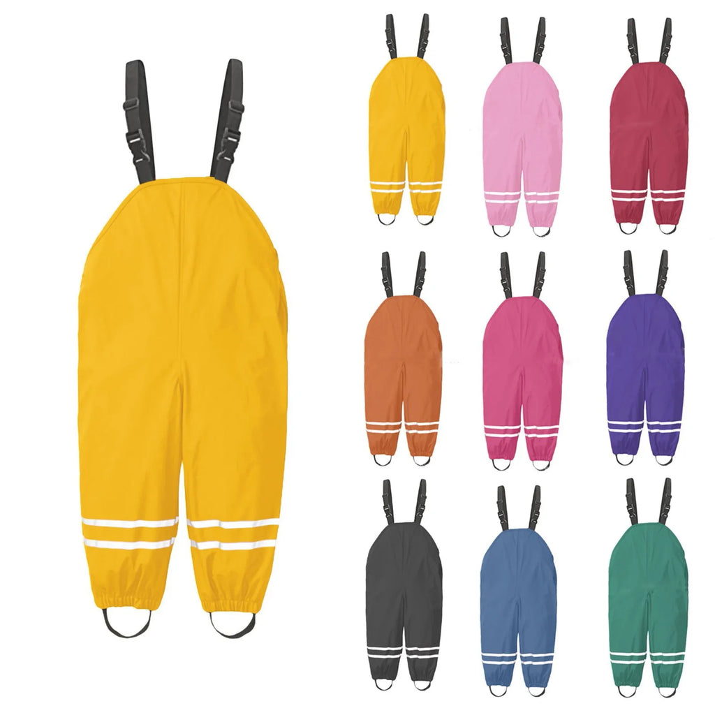 Toddler Kids Boys Girls Rain Dungarees Windproof Waterproof Mud Jumpsuit Clothes One piece rain pants waterproof and breathable Oasis Select
