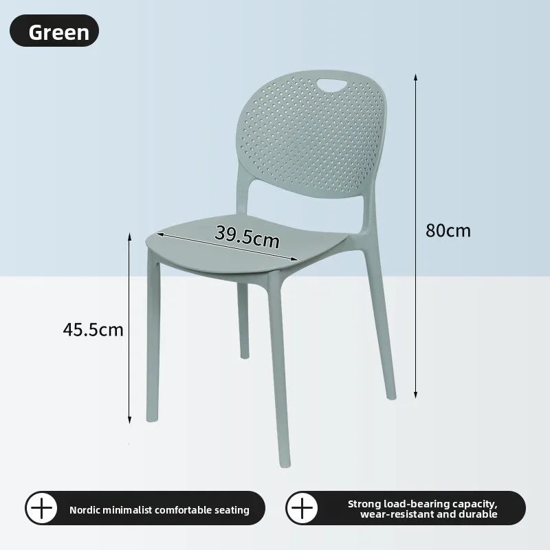 Plastic chair Back chair Thickened desk stool Study home bedroom Nordic creative dining chair can be stacked Oasis Select Light blue 2 pieces