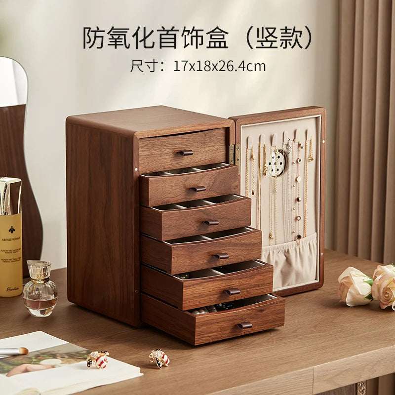 2024 New Large-capacity Wooden Jewelry Box Storage Cabinet New Chinese High-end Gold Jewelry Storage Box Oasis Select F