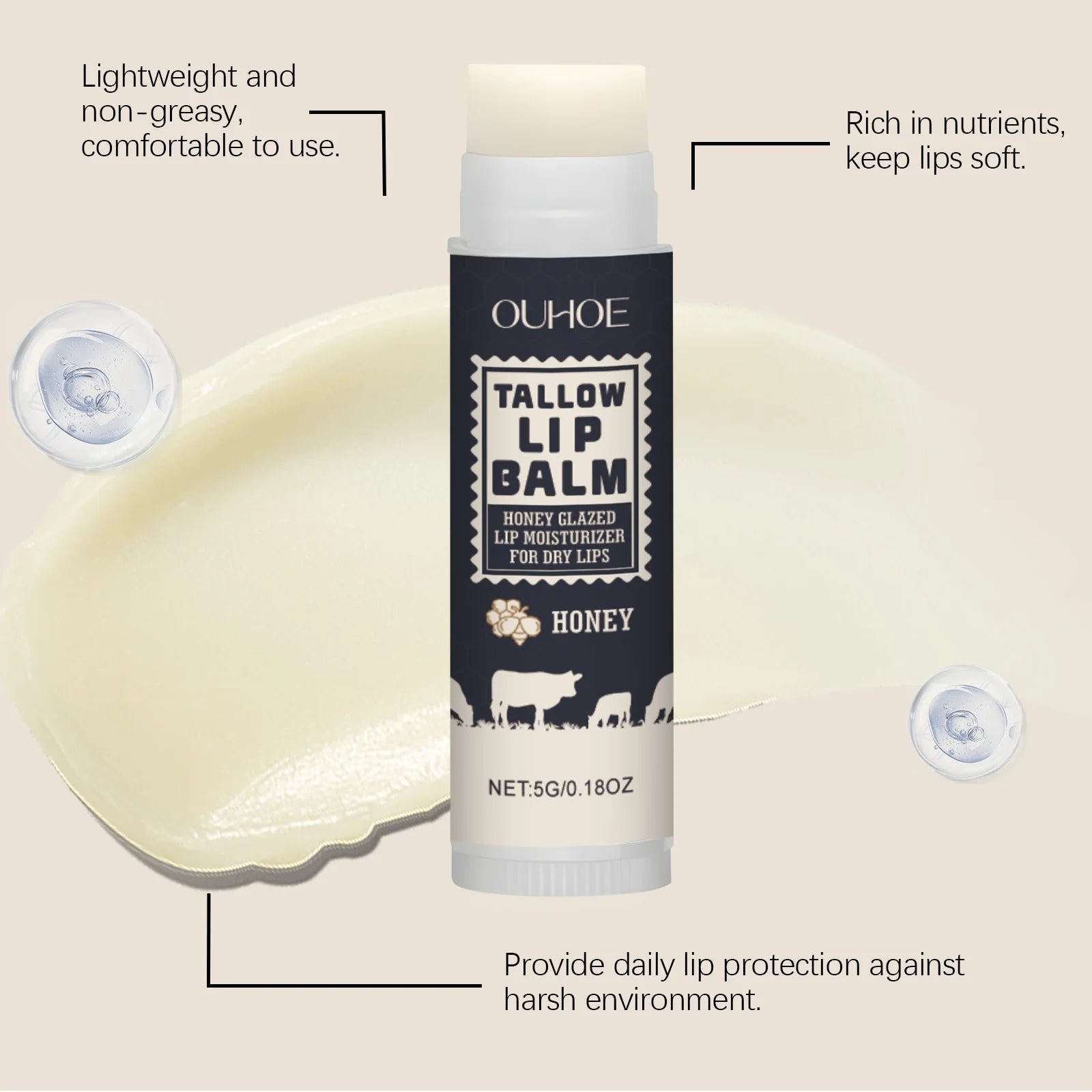 Tallow Lip Balm – Nourishing, Hydrating & Line-Fading Nourishing Lip Balm Oasis Select