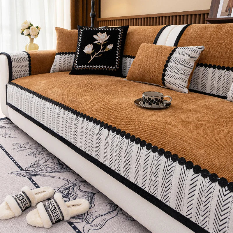 2025 New Four-season Universal Sofa Cushion Chenille Seat Cushion Fixed Anti-slip Sofa Cover Couch Covers for Sofas Oasis Select