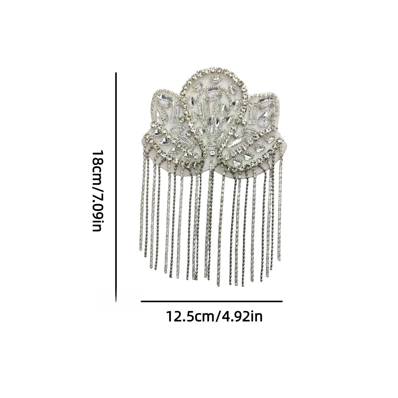 Beaded Decoration Diamond Tassel Epaulets Sparkling Rhinestone Shoulder Tassel Epaulet Detachable for Clothes Bags DIY Oasis Select White with pin
