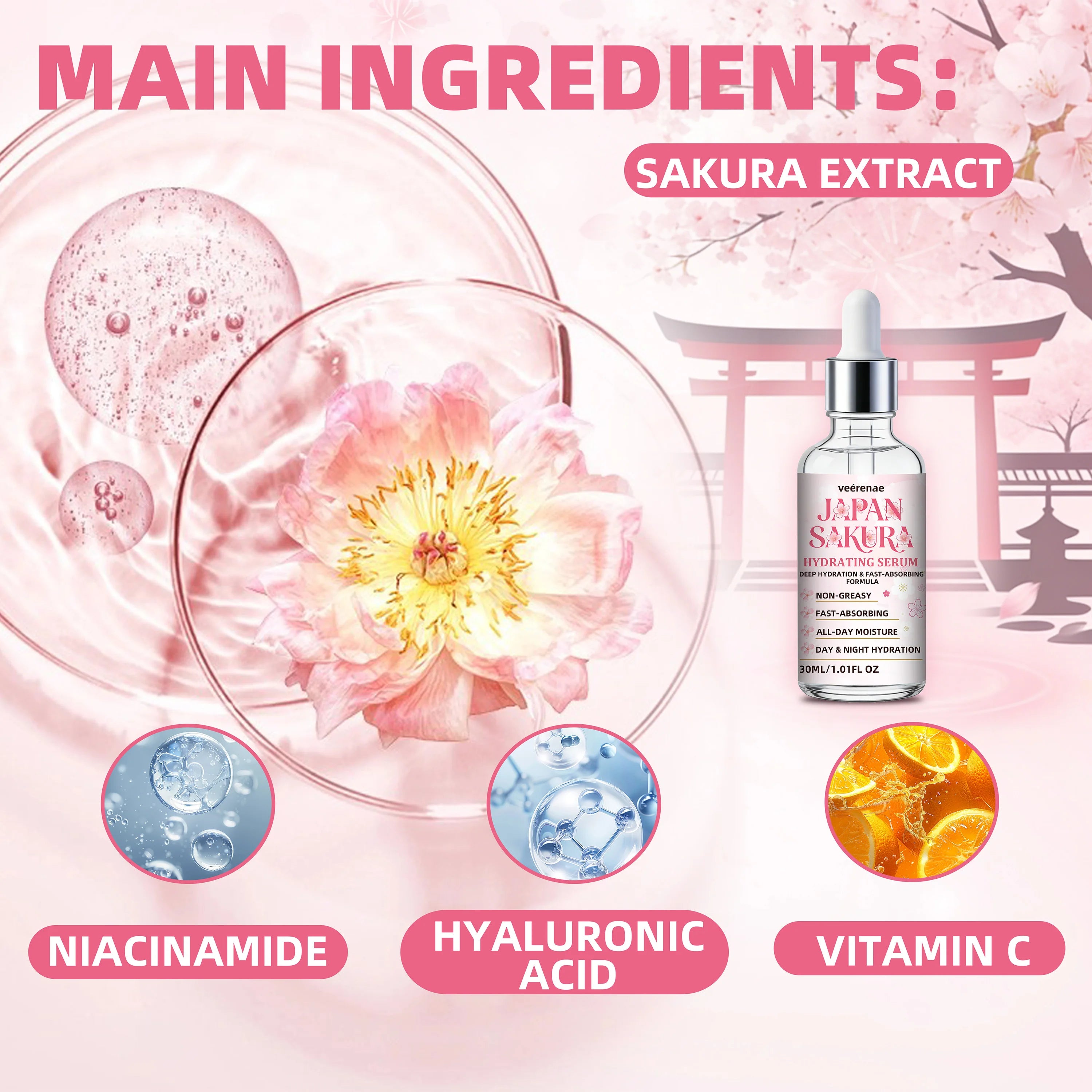 Japan Sakura Hydrating Face Serum – Lightweight Moisturizer