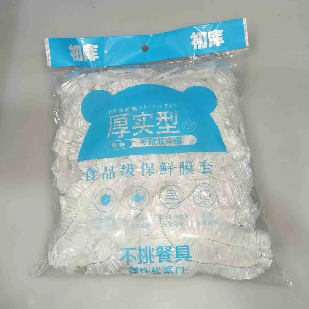 100pcs Elastic Food Lids White plastic wrap Elastic Mouth Fresh-Keeping Plastic Bags Disposable Food Cover For Fruit Vegetable Oasis Select