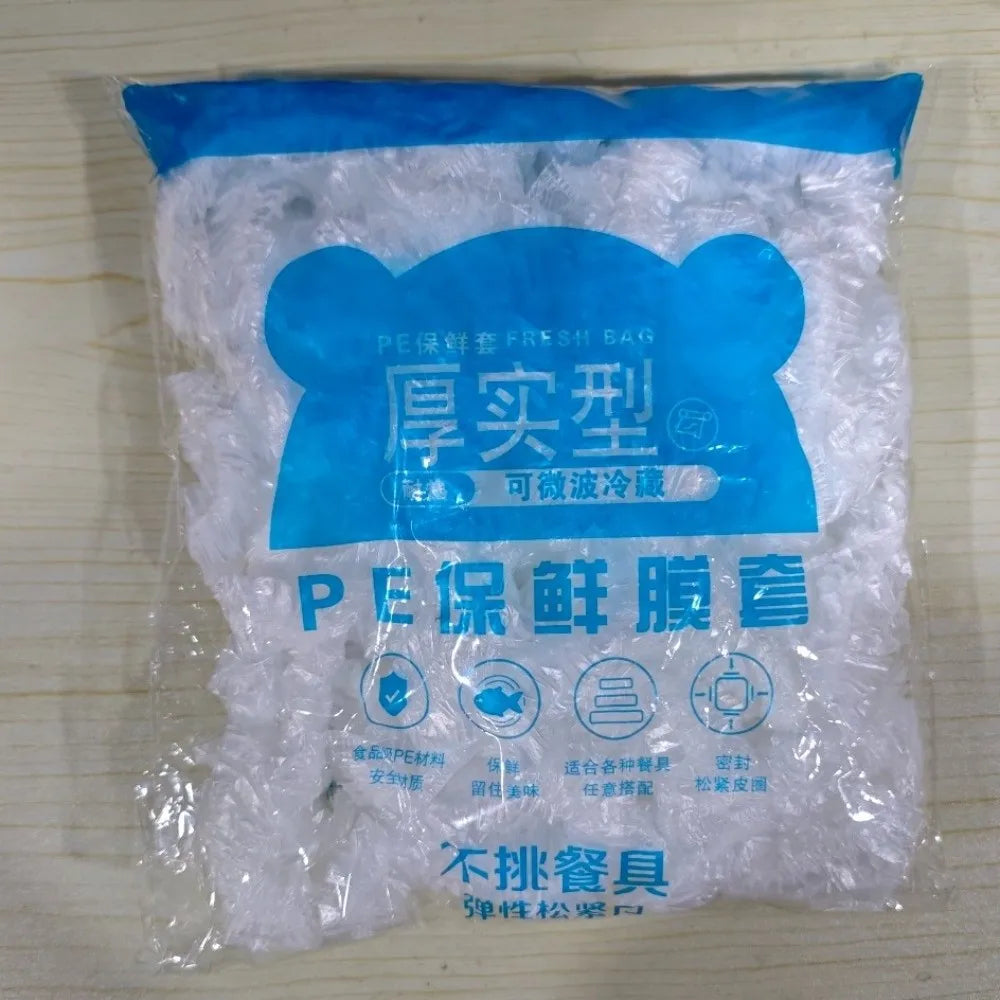 100pcs Elastic Food Lids White plastic wrap Elastic Mouth Fresh-Keeping Plastic Bags Disposable Food Cover For Fruit Vegetable Oasis Select