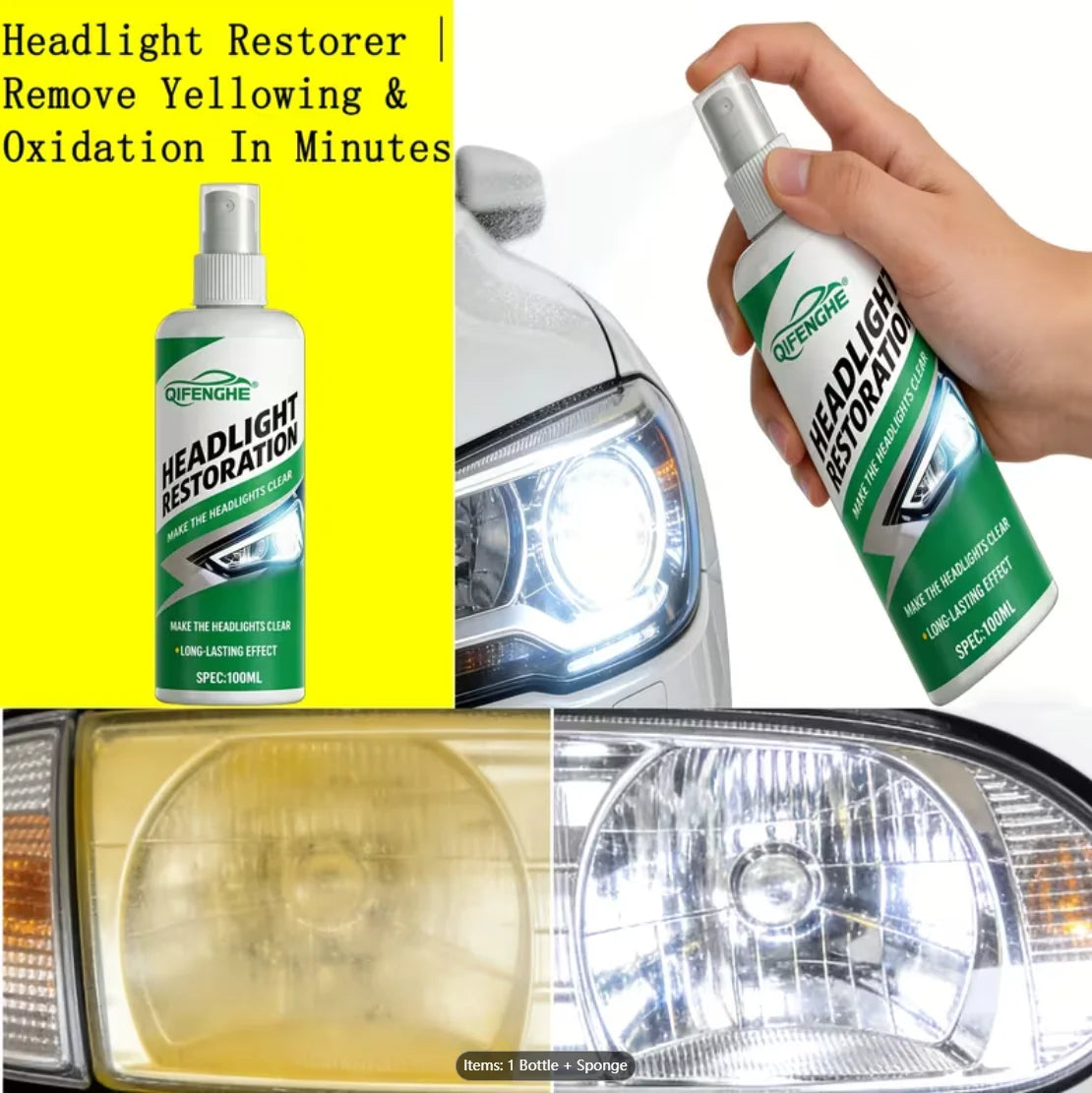 Car Headlight Restoration Spray – Cleaner & Restorer Headlight Restoration Spray Oasis Select
