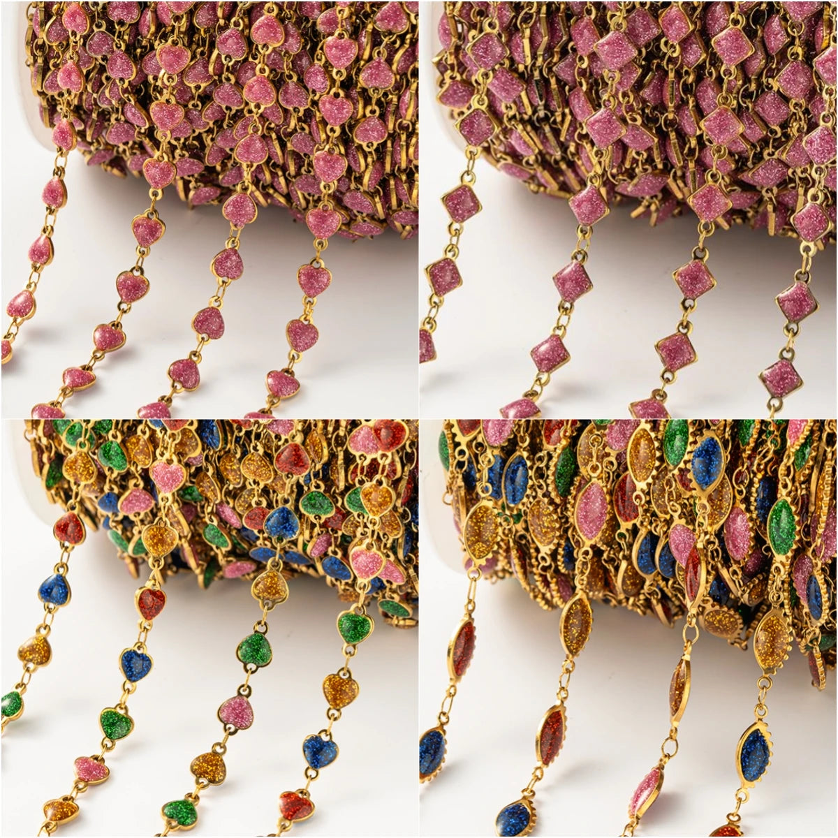 1meter Gold Plated Stainless Steel Colorful Enamel Heart Eye Chain for DIY Women Men Choker Bracelet Anklet Jewelry Making Oasis Select