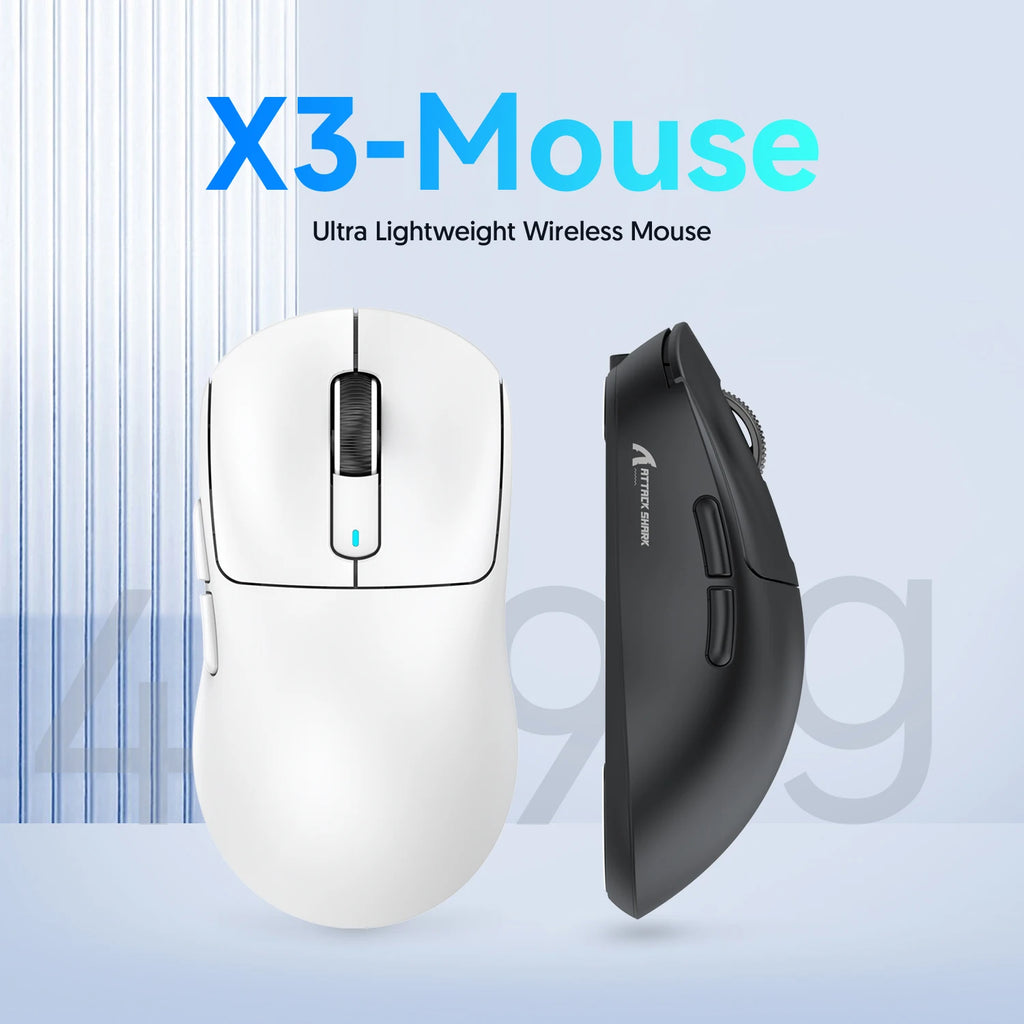 ATTACK SHARK X3 Wireless Tri Mode Gaming Mouse,49g Ergonomic PC Mouse, PAW3395 26K DPI Optical Sensor,Programmable Buttons Oasis Select