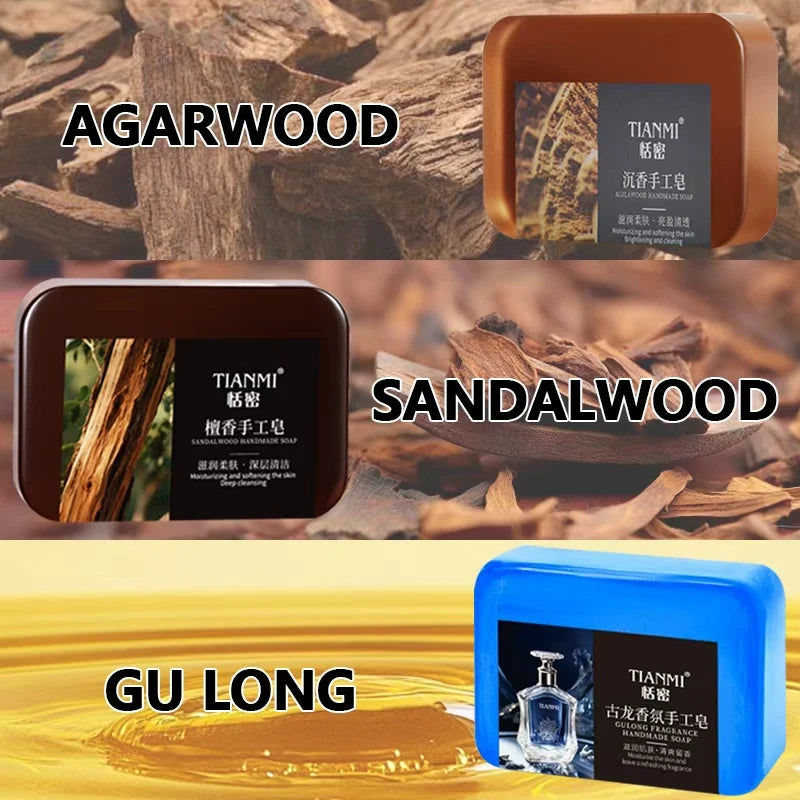 Men's handmade soap, cologne soap, agarwood soap, last soap, three in one, cleanses the face, hair, bathes the whole body, Oasis Select