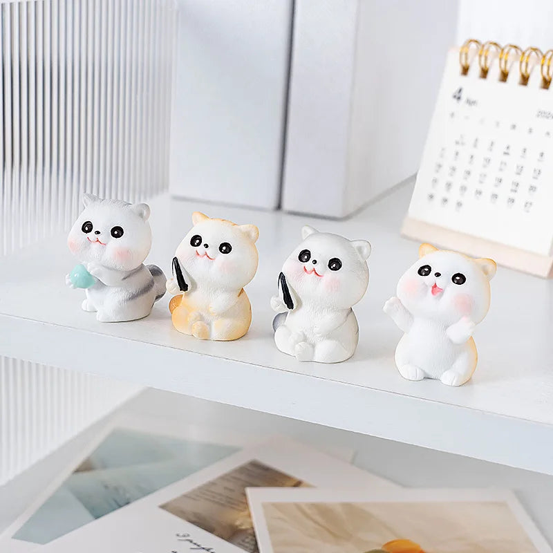 Naughty Resin Small Cat Figurine Mini Cartoon Kitten Ornaments 3D Cat Desktop Decoration Creative Car Mounted Figurines Oasis Select