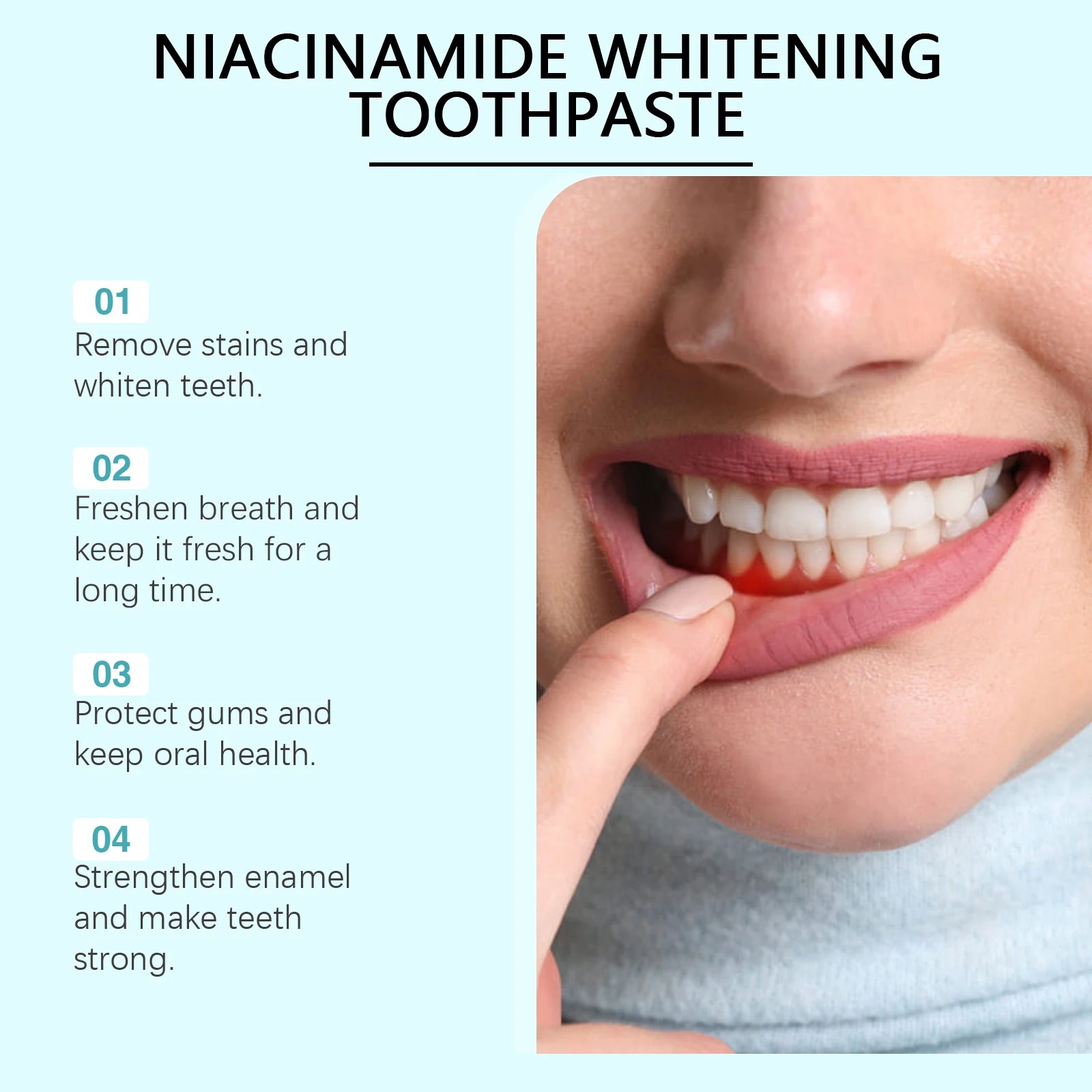Niacinamide Whitening Toothpaste Dental Stains Removing Prevent Bad Breath Oral Cleaning Refreshing Reduces Plaque Toothpaste Oasis Select
