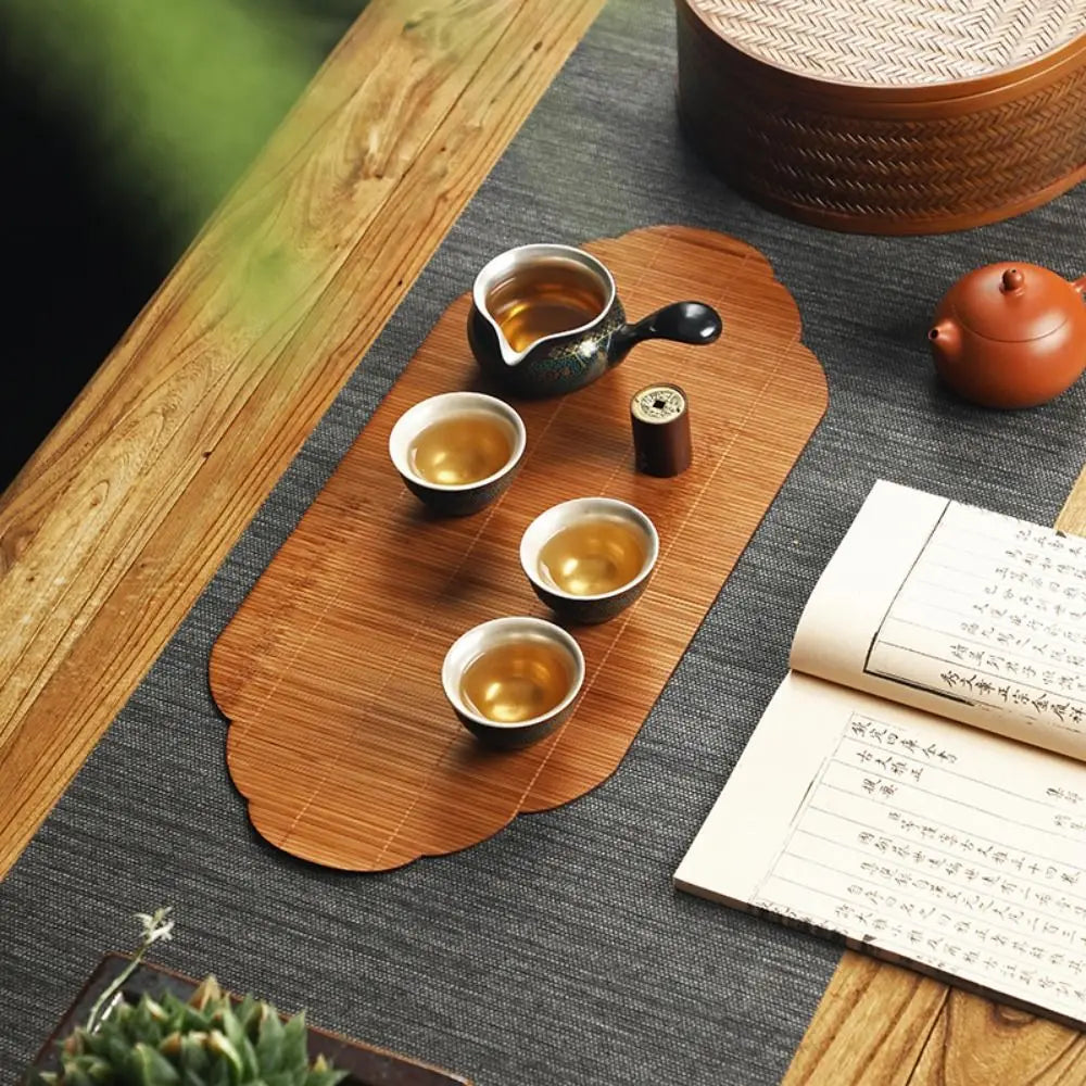Multicolor Bamboo Tea Mat Heat Insulation Anti Scalding Hand-woven Tea Mat Multi-shape Zen Tea Mat Tea Ceremony Supplies Oasis Select