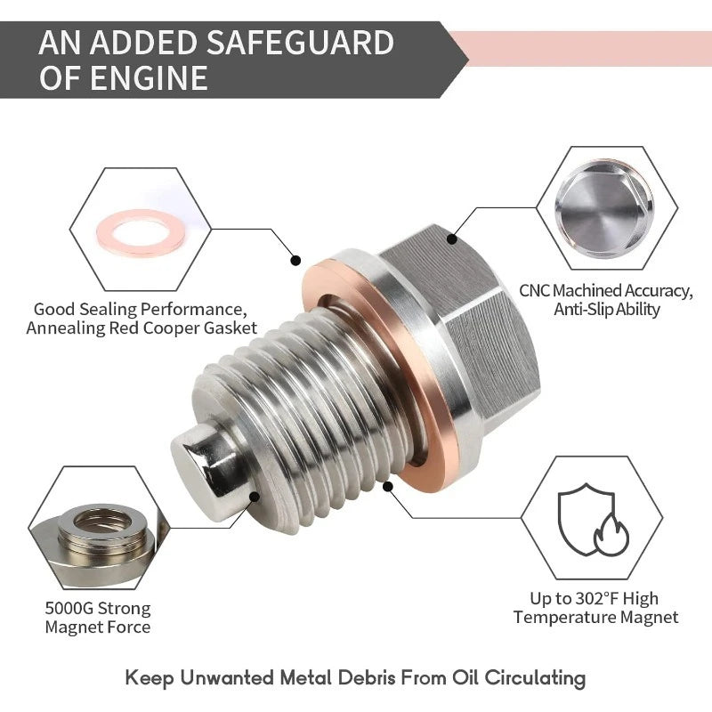 Premium Stainless Steel Magnetic Oil Drain Plug Screw Nut Oil Pan Nut M16*1.5/M12*1.75/M12*1.5/M12*1.25/M14*1.5 Auto Parts Oasis Select