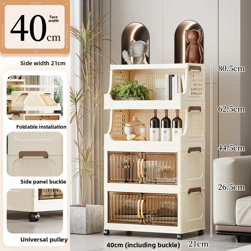 40-50-60 transparent household living room multi-layer mobile snack locker storage folding rack locker Oasis Select 40CM 2 plus 2
