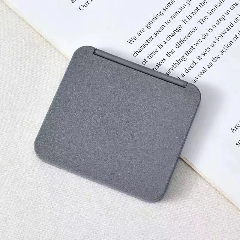 2-Face Makeup Mirror Square Portable Cute Girl'S Gift Hand Mini Mirror Pocket Double-Sided Makeup Mirror Compact Multiple Colors Oasis Select Grey