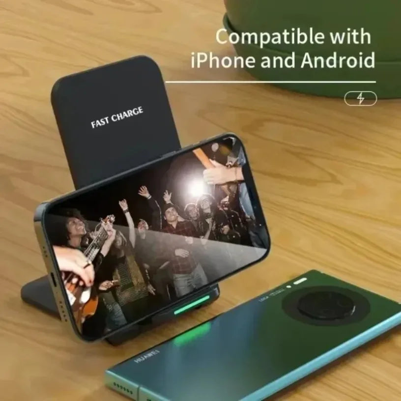 15W Wireless Charger Foldable Charger Station For iPhone 16-12 Pro Max & Samsung S24/S23 & Xiaomi Desktop Stand Oasis Select