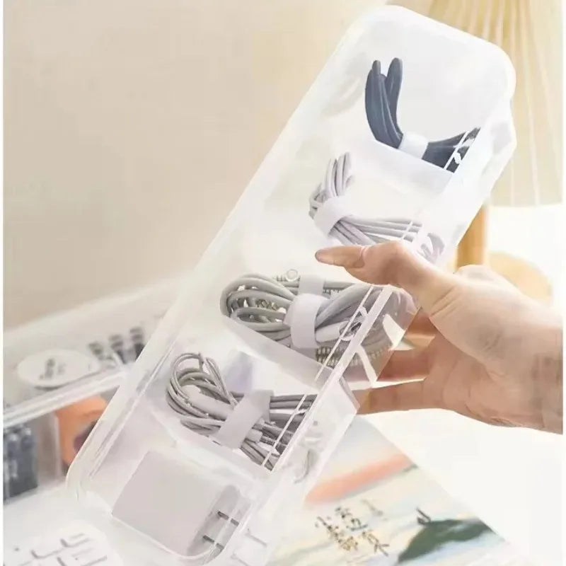 1pcs Data Cable Storage Box Popular Multi Grid Jewelry Sorting Basket Dustproof Storage Charging Cable Charging Plug Storage Bag Oasis Select