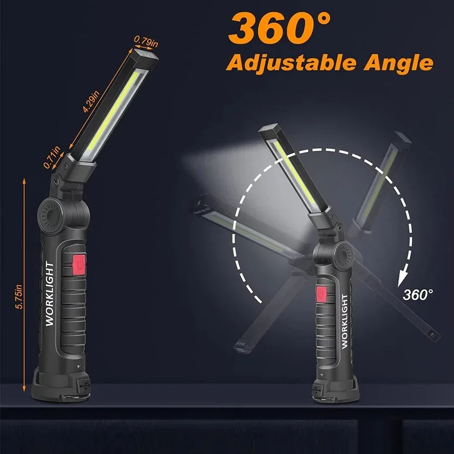 New Portable COB LED Flashlight USB C Rechargeable Work Light Magnetic Lantern Hanging Lamp with Built-in Battery Camping Torch Oasis Select