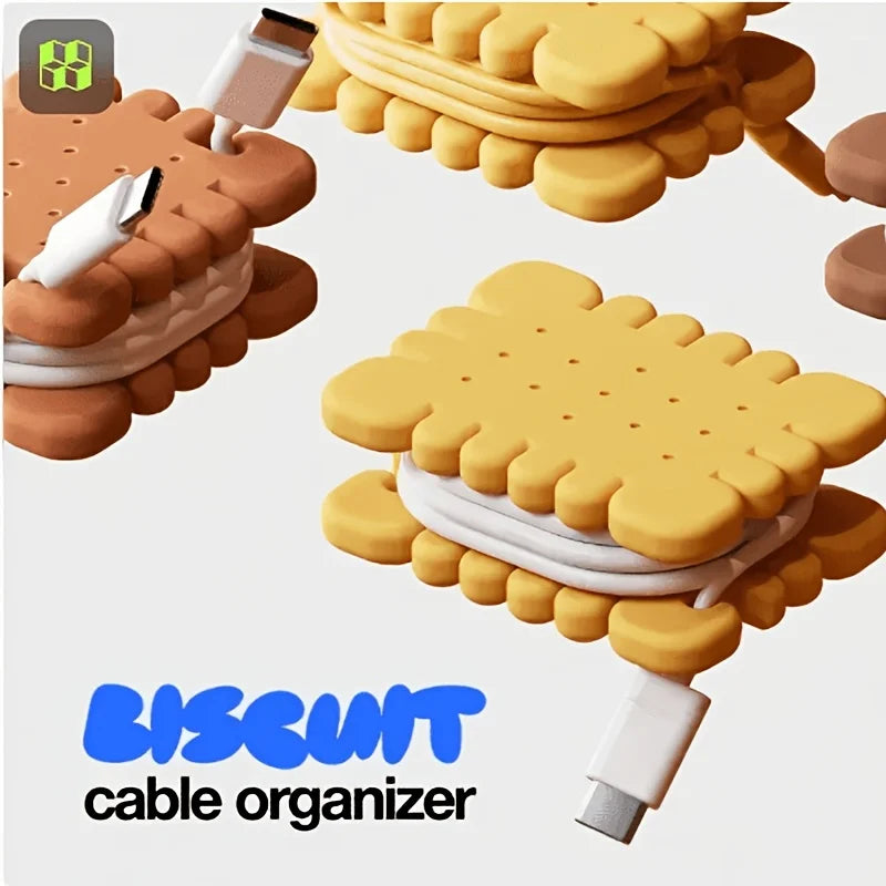 Cartoon Cookie Shape Cable Winder 3D Printed Mini Portable Travel Tools USB Charging Cord Wrapper Wire Fixer for Daily Use Gifts Oasis Select