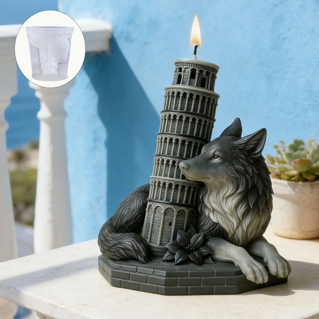 3D Gothic Wolf & Leaning Tower Silicone Candle & Resin Mold