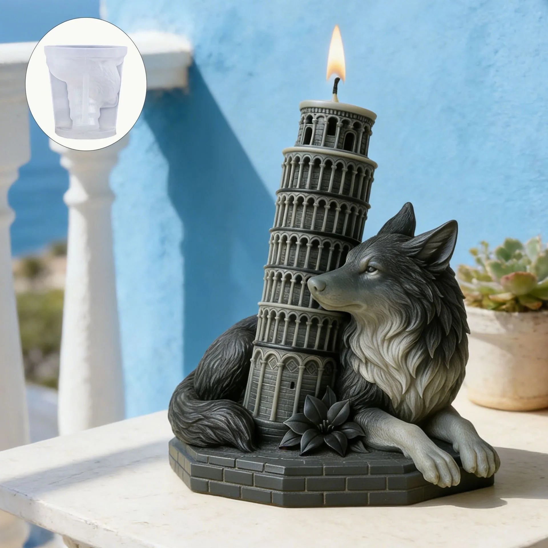 3D Gothic Wolf & Leaning Tower Silicone Candle & Resin Mold