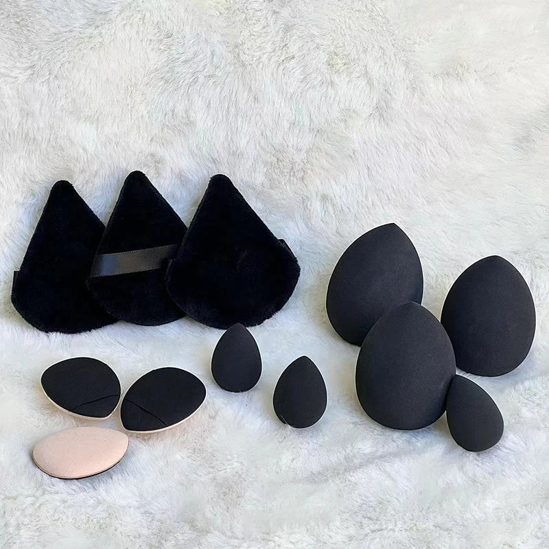 12 Pieces Powder Puff Face Triangle Makeup Sponge Soft Velour Puffs for Loose Powder Setting Powder Blender Foundation Sponge Be Oasis Select black
