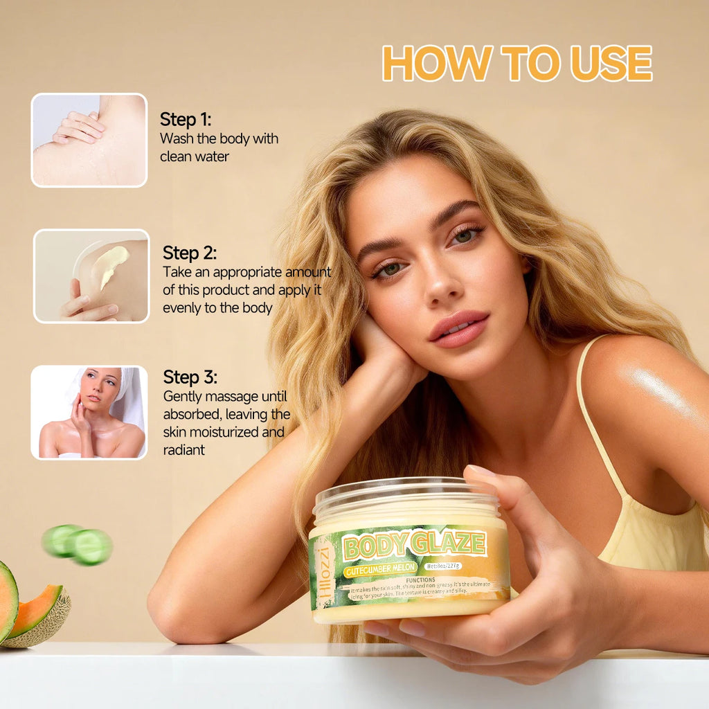 8oz 2oz Body Glaze Melon Moisturizes, Protects, and Repairs the Skin brighten and smooth the look of uneven complexion Oasis Select