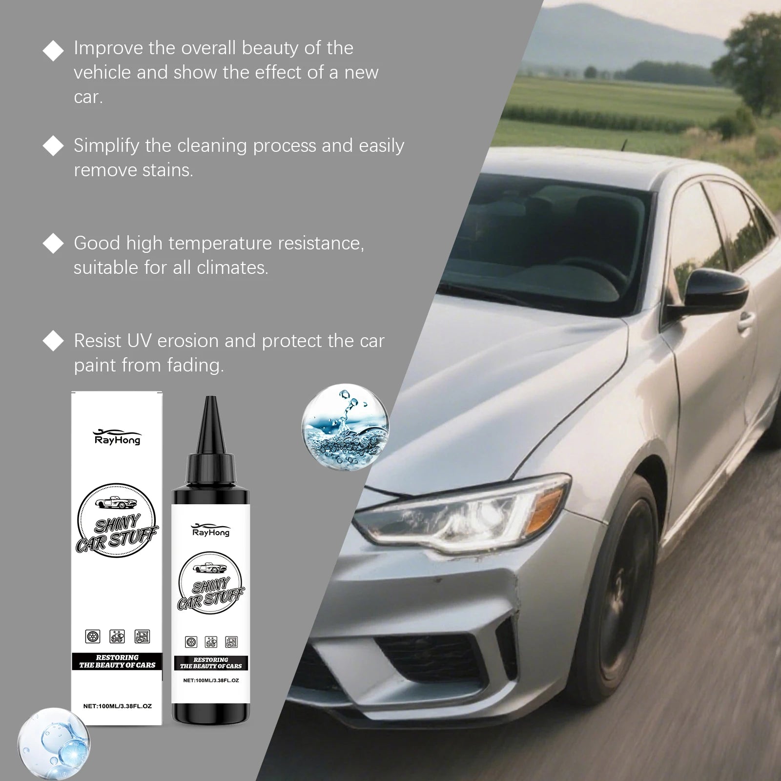 Car Care Agent for Automotive Care Coating UV Resistant Waterproof Anti Fouling Mirror Brightening Polishing Coating Agent 100ml Oasis Select