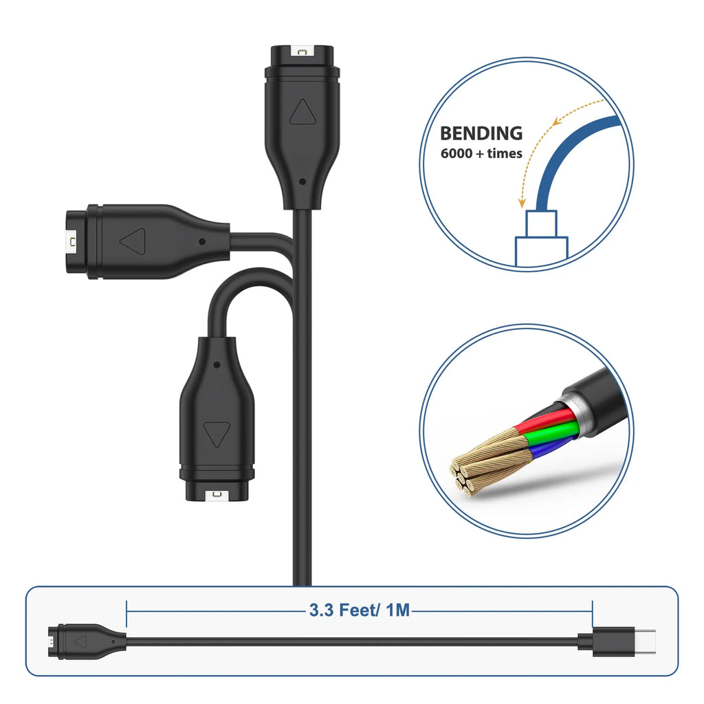 USB-C Garmin Watch Charger Cable – Venu, Fenix & Forerunner Smartwatch Charger Cable Oasis Select
