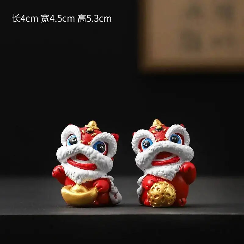 Tea Pet Lion Desktop Office Desk Tea Play Decoration Ornament Oasis Select Yuanbao Red