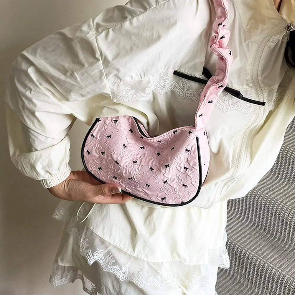 Korean Bow Shoulder Bag – Large Canvas Hobo Handbag for Women