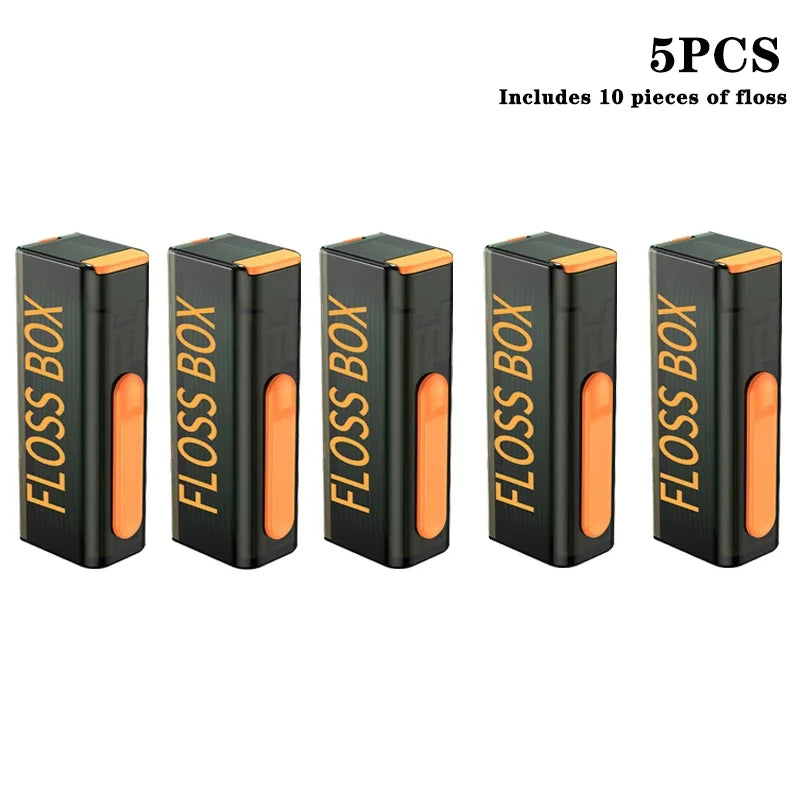 20PCS Mecha Wind Mirror Portable Floss Box Auto Pop Up 10pcs Mini Transparent Floss Stick Storage Box Oral Care Floss Organiser Oasis Select 5PCS