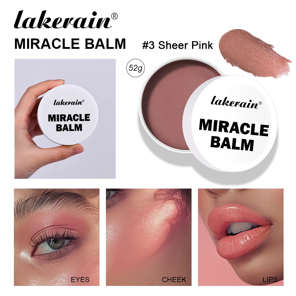 3 In 1 Solid Pearl Blush Cream Monochrome Woman Blush Paste Cheek Ulti-purpose For Eyes Lips Makeup Blush Stick Korean Cosmetics Oasis Select 03 Sheer pink