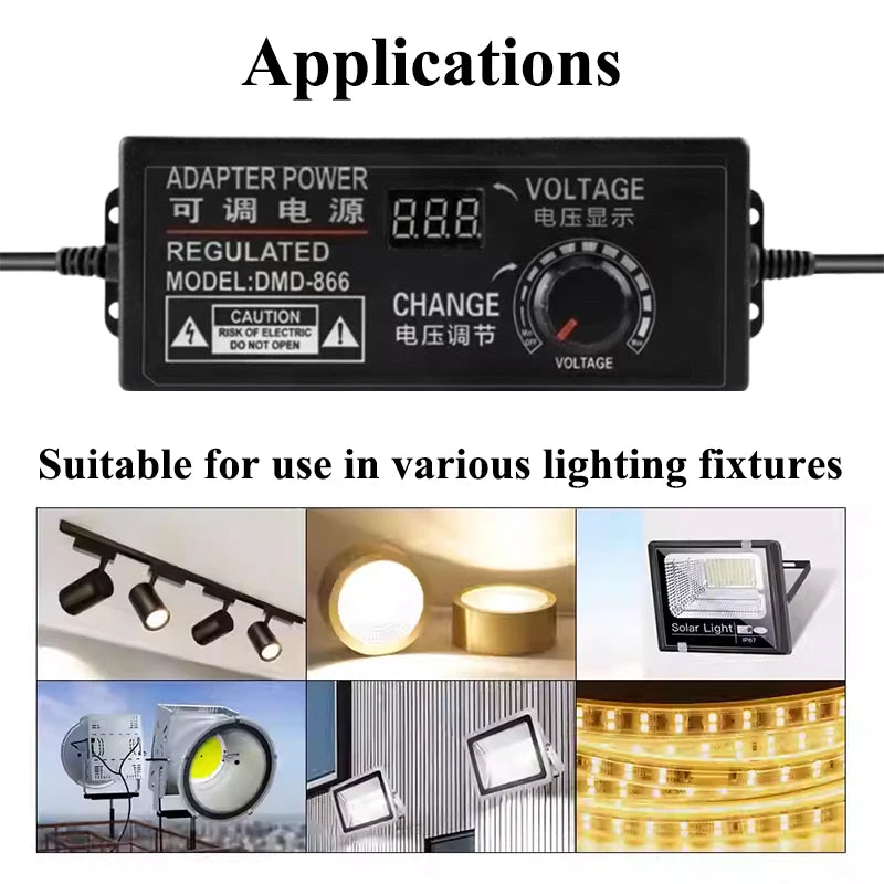Transfotrmer AC 220V TO DC 12V 24V 5V Adjustable Power Supply Adapter DC 3V-24V Transformers AC 220 V To 12 24 V With 8PCS Plug Oasis Select