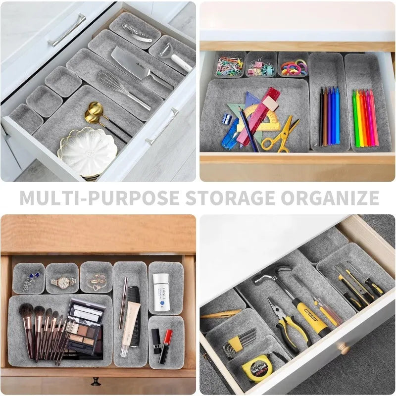 8-Piece Felt Drawer Organizer Set | Desktop & Home Storage