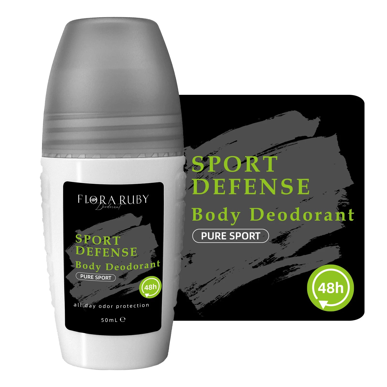 Flora Ruby Light Grey Series Deodorant Roll On All-purpose Deodorant Roll Aluminum Free Easy To Carry 50g Oasis Select Sport
