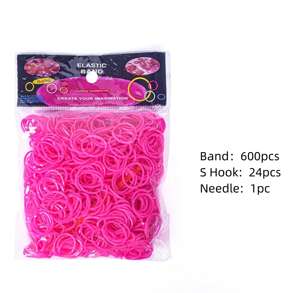 600pcs Loom Rubber Bands Kit Bracelet Making Kit for Kids Elastic Weaving Lacing DIY Crafting Gift Girl Oasis Select Rose Red