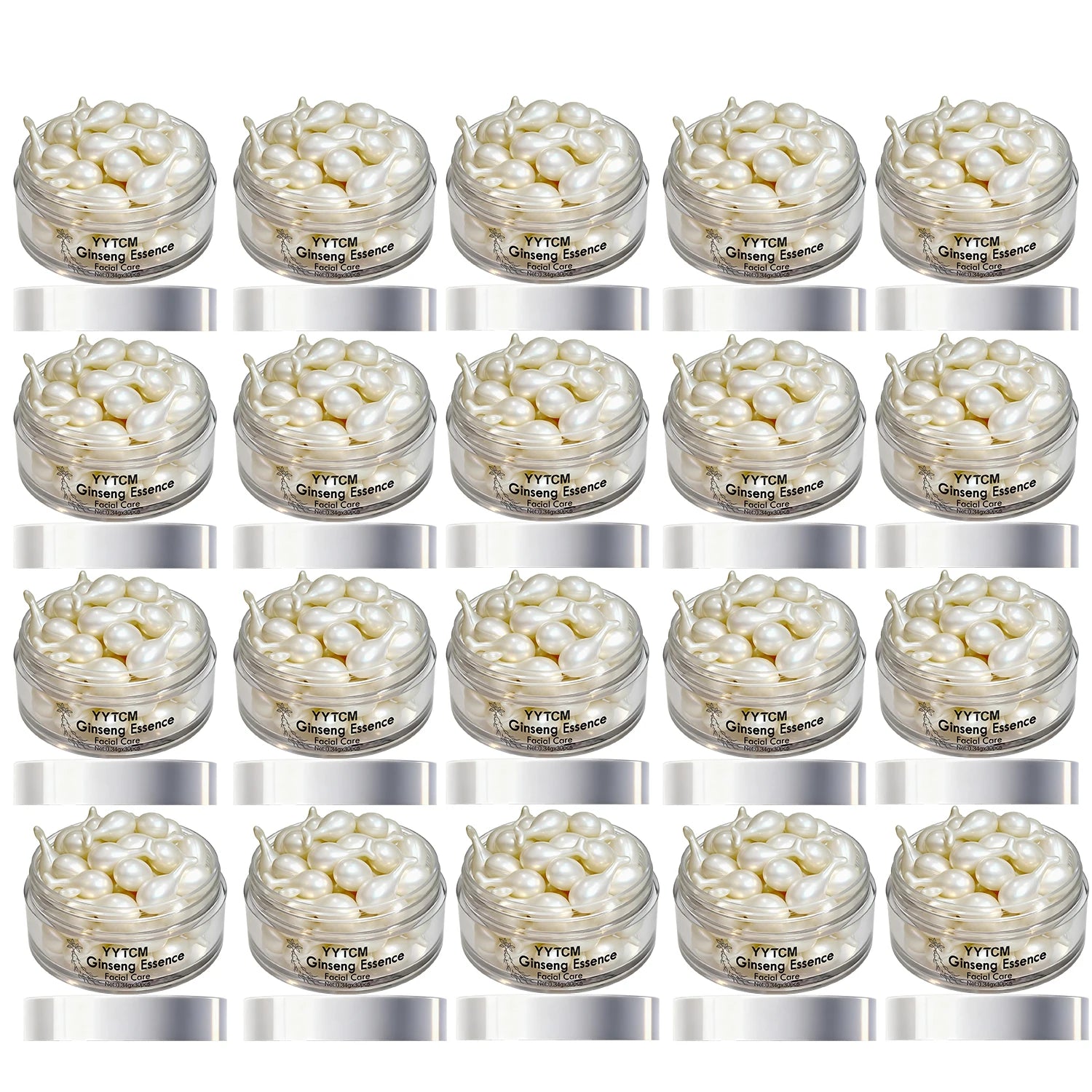Ginseng Essence Capsules, Moisturizing and Firming Essence Serum, Contains Squalane, Niacinamide, Vitamin E, Retinol, Deep Hydration (0.34Gx30 Capsules)/Bottle-1 Bottle Oasis Select 20 Bottles