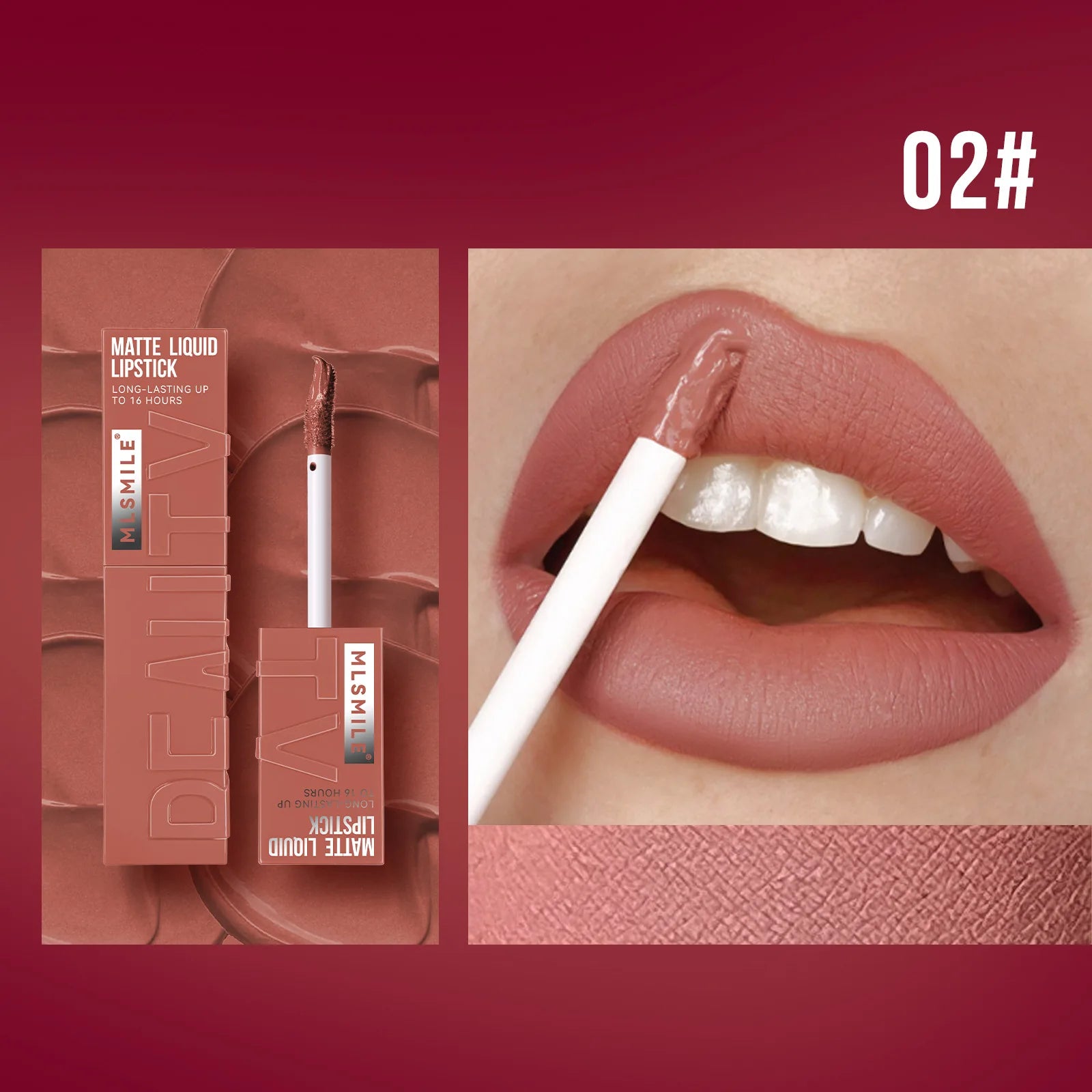 MLSMILE 6-Color Liquid Matte Lipstick – Velvet Satin Gloss