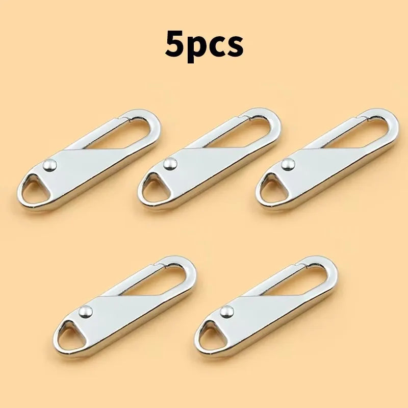 5/10/15/20pcs Universal Replacement Zipper Slider Metal Alloy Removal Zipper Puller Luggage Bag Zip Head DIY Craft Sewing Tool Oasis Select 5pcs Silvery