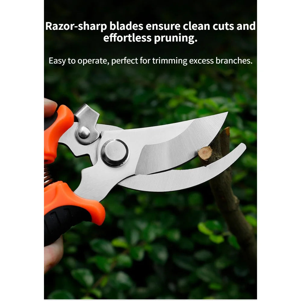 Heavy Duty Pruning Shears Stainless Steel Garden Scissors Fruit Tree Bonsai Trimmer Ergonomic Non-Slip Grip Plant Care Tools Oasis Select
