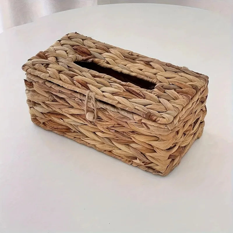 Natural Fiber Snap Closure Multi Scene Use Storage & Decor All in One Boho Style Woven Tissue Box with Lid Oasis Select