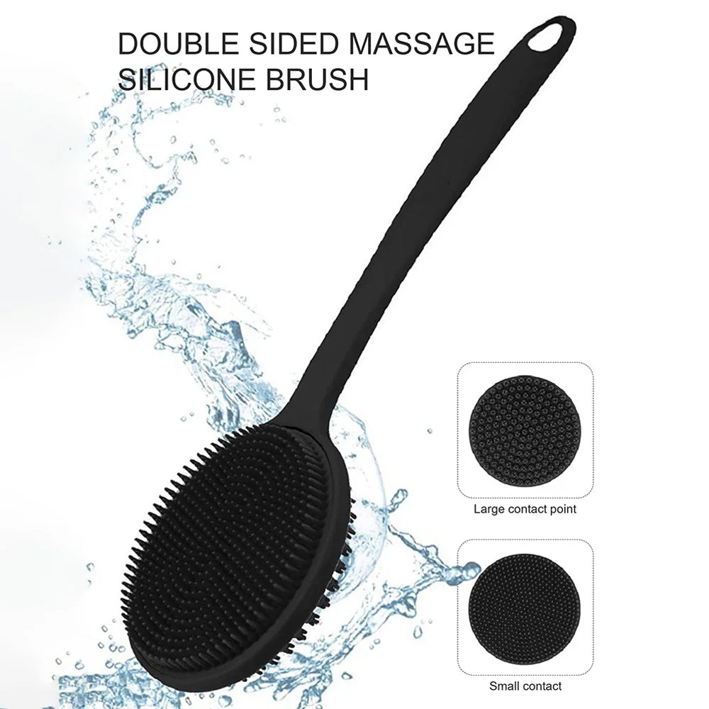 Bath Soft Back Brush Bath Shower Sponge Scrubbing Brush with Handle Exfoliating Scrub Skin Massager Exfoliating Bathroom Brush Oasis Select